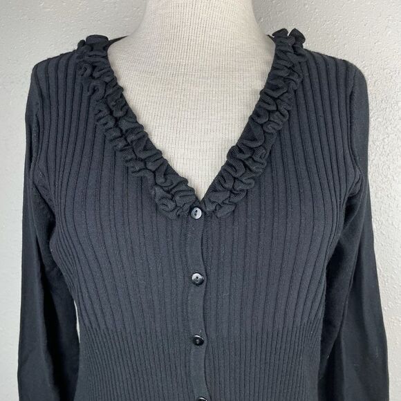 Luciano Dante Black Cardigan Top Size L EUC - Picture 2 of 7
